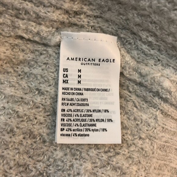 American Eagle Womens V-Neck Knit Sweater Oversized Tunic Gray Size M - Picture 4 of 4